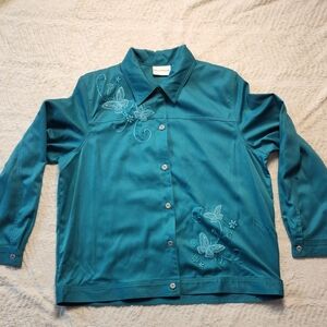 Alfred Dunner Stunner Butterfly Embroidered Women's Top Size 16